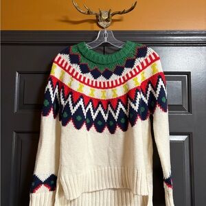 Aerie Multicolor Patterned Crew Neck Sweater